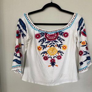 Boston Proper Embroidered Top